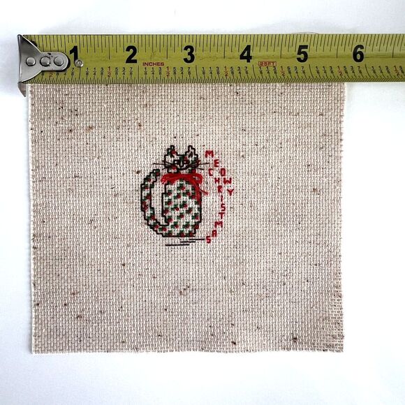 COMPLETED Cross Stitch MEOWY CHRISTMAS Cat 6x6 Christmas Wall Decor - Picture 7 of 8